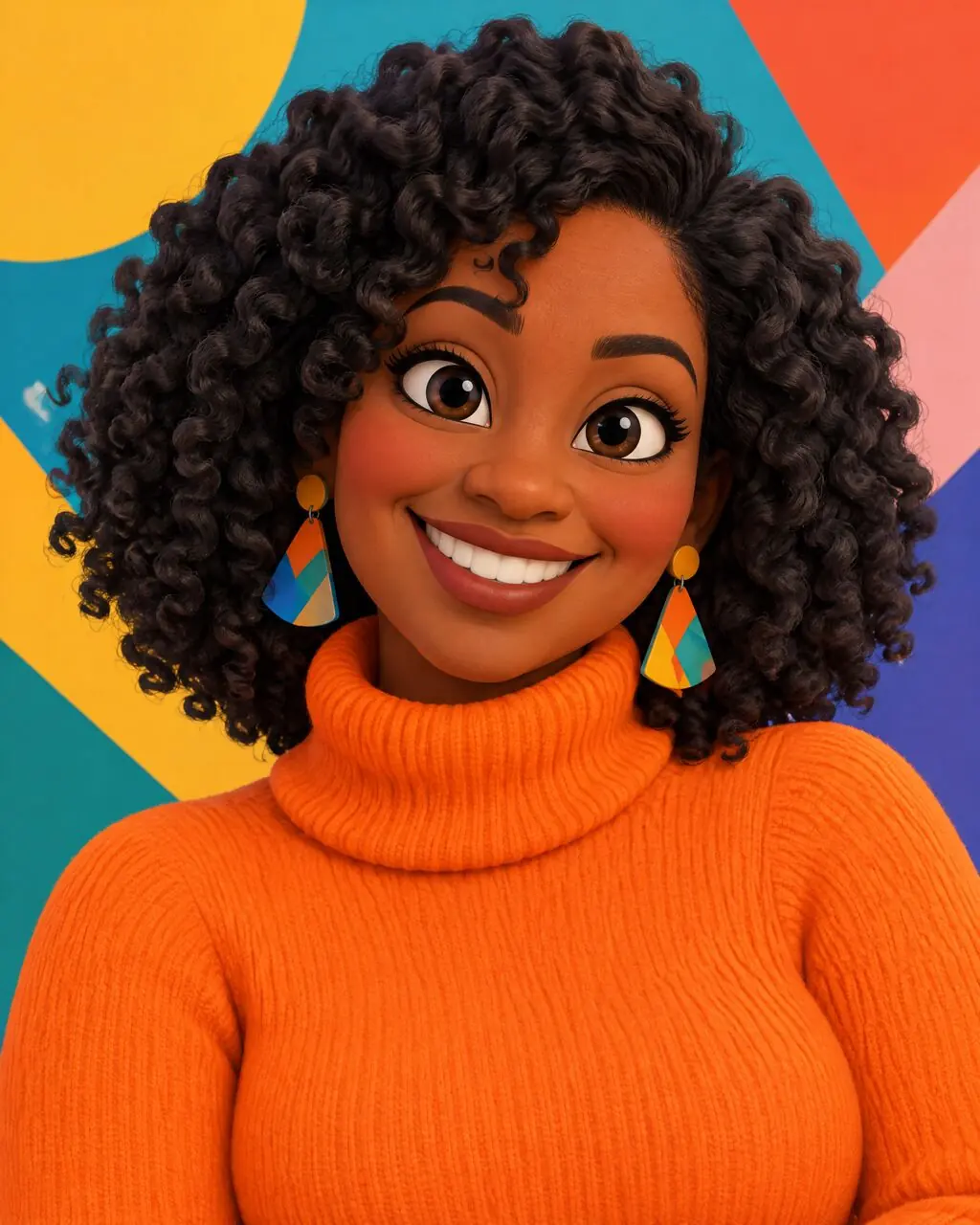 Caricatura con IA de mujer sonriente estilo película animada 3D