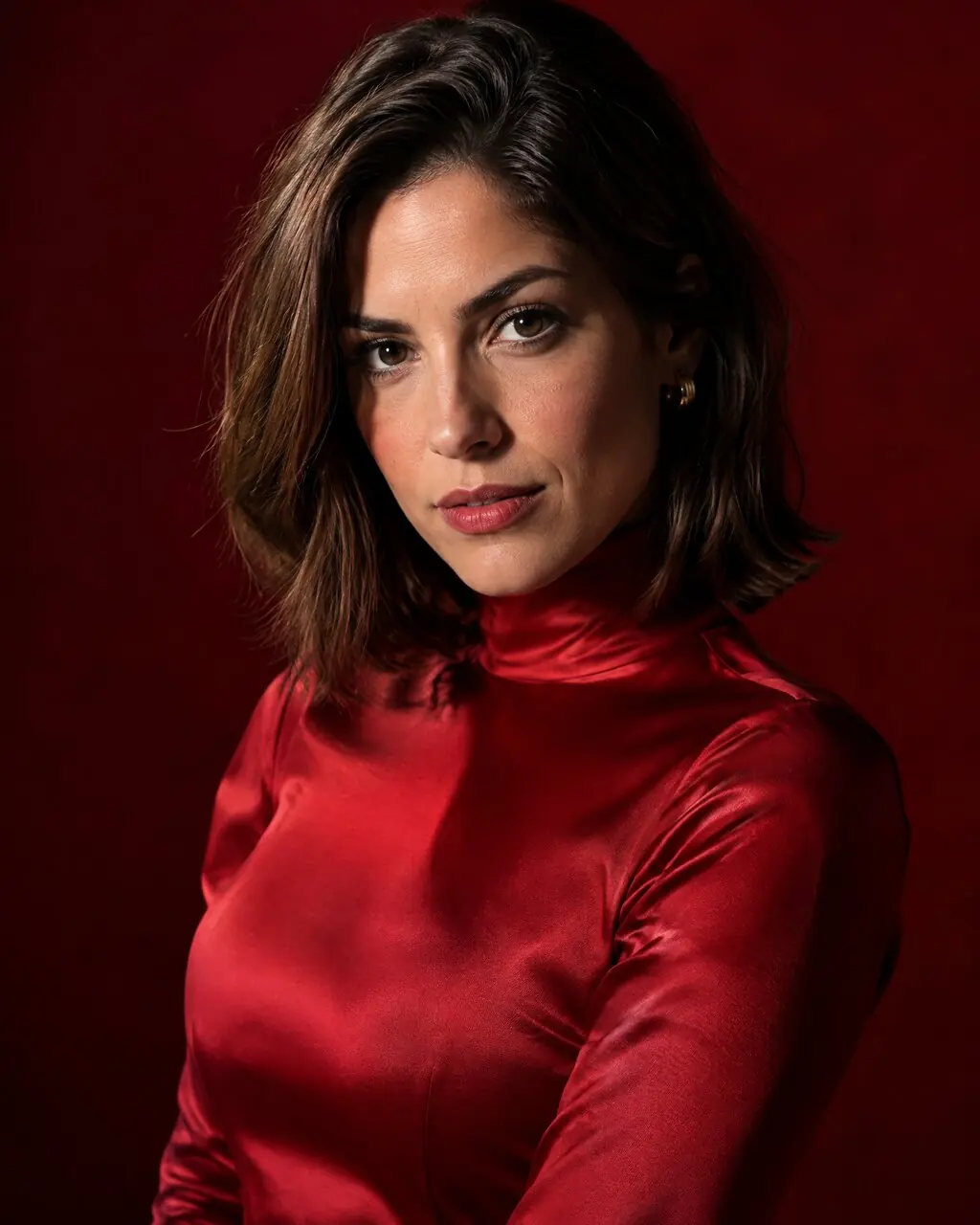 Fotos glamour de mujer con vestido rojo largo