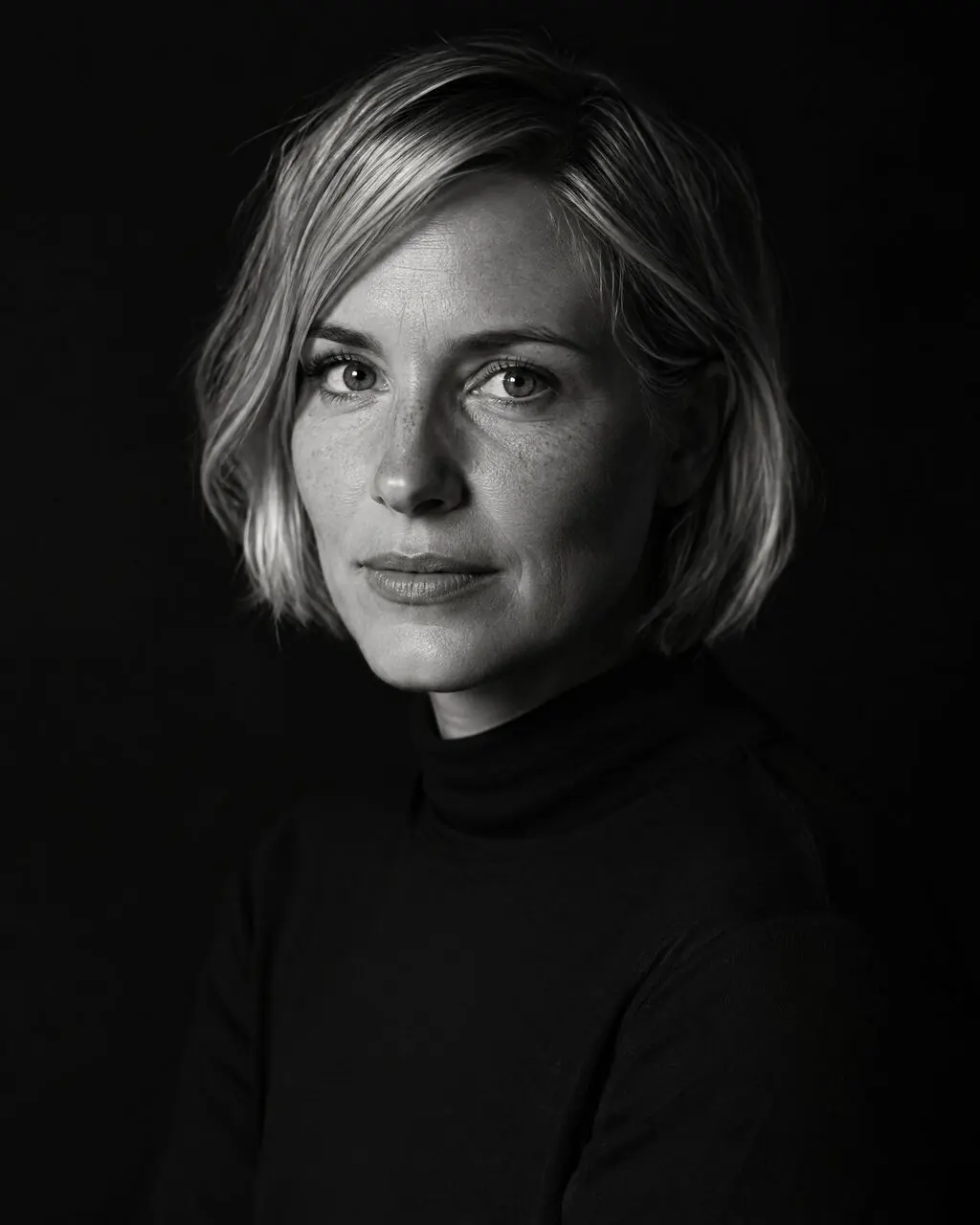 Foto artística en estudio de mujer con fondo negro